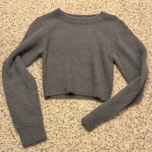 Urban Outfitters Gray Fuzzy Crew Neck Sweater